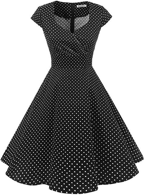 Bbonlinedress Womens 50s 60s A Line Rockabilly Dress Cap Sleeve