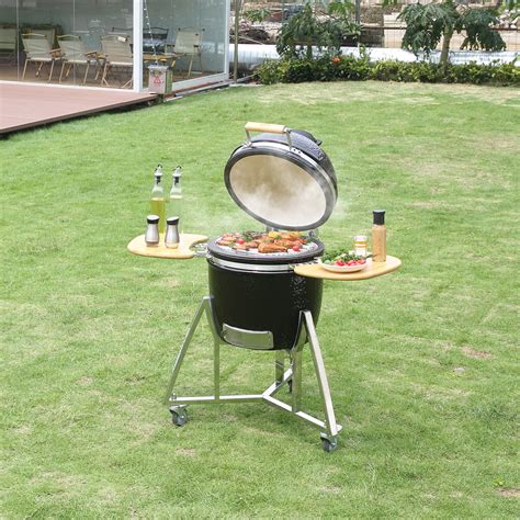 BENTISM 18" Ceramic Barbecue Grill Smoker Portable Round Outdoor Grill ...