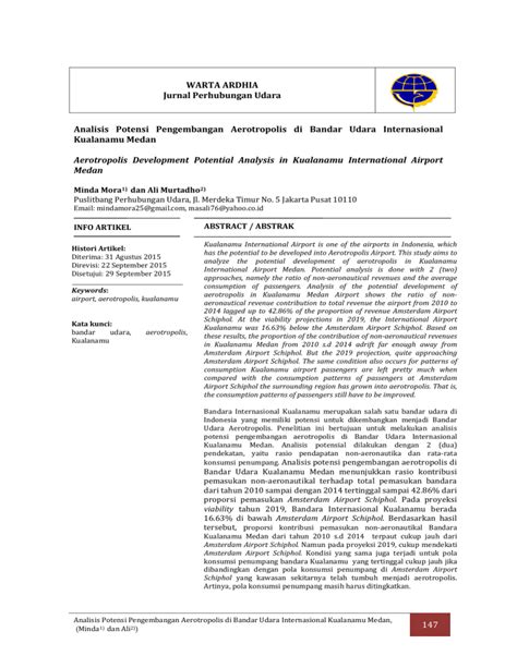 147 WARTA ARDHIA Jurnal Perhubungan Udara Analisis Potensi