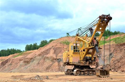 Huge Mining Excavator In The Limestone Open Pit Stock Image Image Of Limestone Digger 155636513