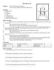 Plane Mirrors Lab Docx Plane Mirrors Lab Purposes To Verify The