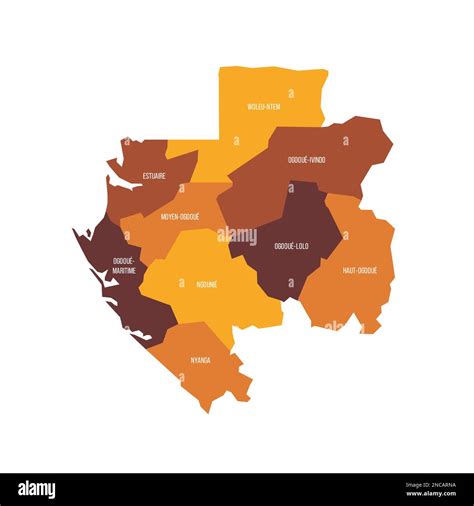 Gabón Mapa Político De Las Divisiones Administrativas Provincias