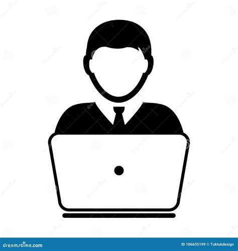 user icon vector  laptop computer male person profile avatar stock
