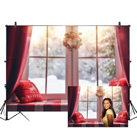 Buy Christmas Backdrop Window Garland Decor Photography Background