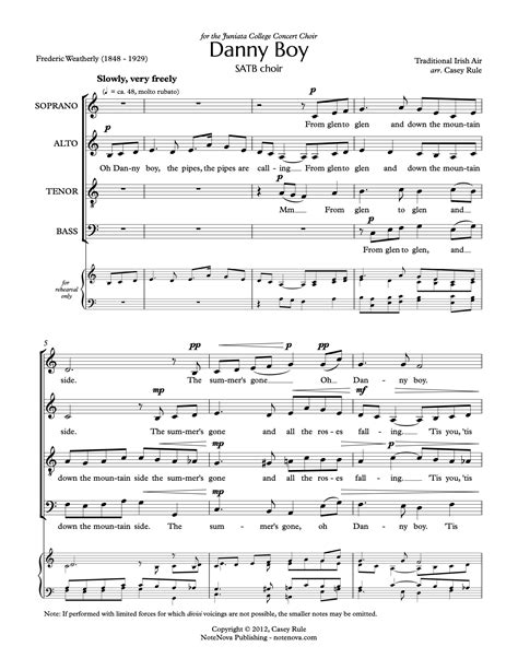 Danny Boy (SATB) arranged by Casey Rule - The New NoteNova