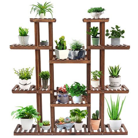 Garfans Plant Stand With Gardening Tool Plant Shelf For Indoor Outdoor Multiple Tier Display