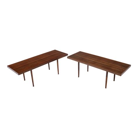 Mel Smilow Solid Walnut Slat Benches Or Coffee Tables A Pair Chairish