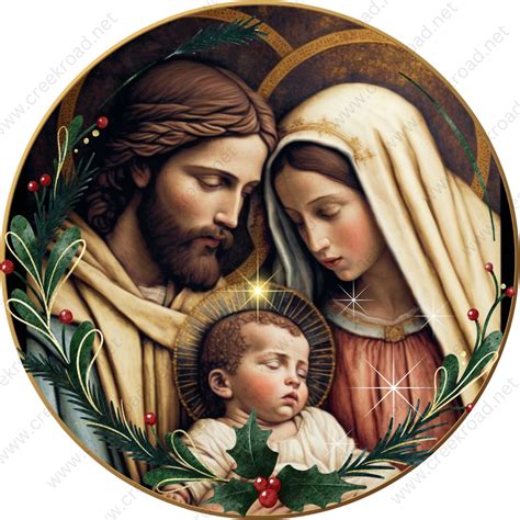 Nativity Scene Mary Joseph Baby Jesus Wreath Sign-holiday-sublimation ...