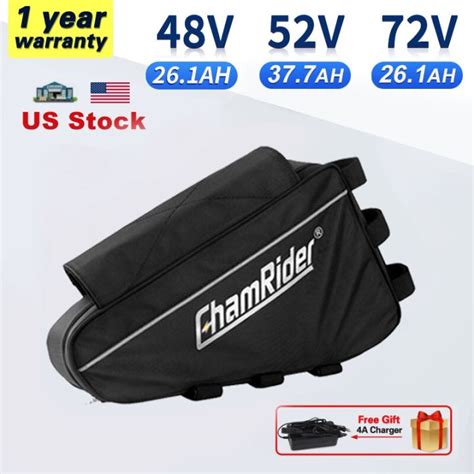 Chamrider 48V Battery Pack 52V 30AH Ebike 72V 20AH Triangle Battery 40A