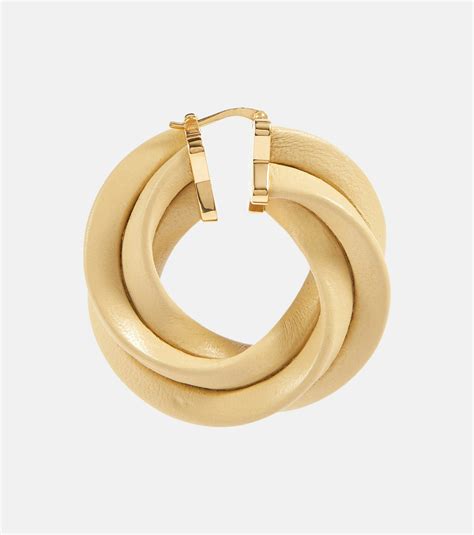 Bottega Veneta Twist Gold Plated And Leather Hoop Earrings Bottega Veneta