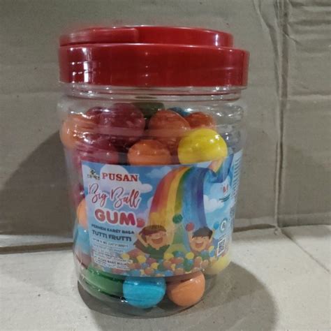 Jual Pusan Big Ball Gum Permen Karet Rasa Tutti Frutti Toples Shopee