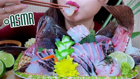 Asmr Eating Whole Raw Fish Sea Bream Sashimi Extreme Chewy Eating