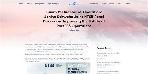 Summits Director Of Operations Janine Schwahn Joins Ntsb Panel