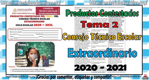 Productos contestados del tema 2 del consejo técnico escolar