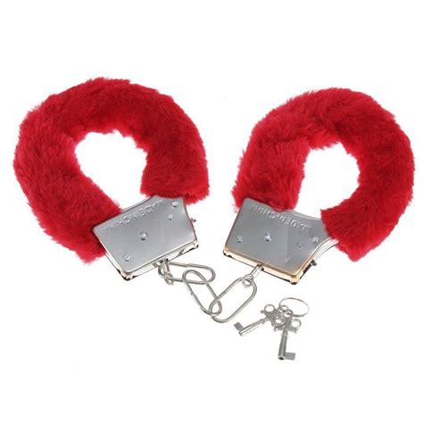 Adults Red Furry Handcuffs Sexy Soft Fluffy Metal Cuffs Novelty