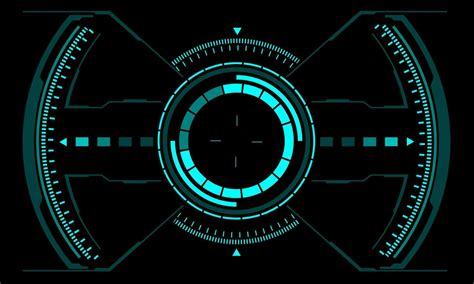 HUD Sci Fi Interface Screen View Blue Geometric On Black Design Virtual