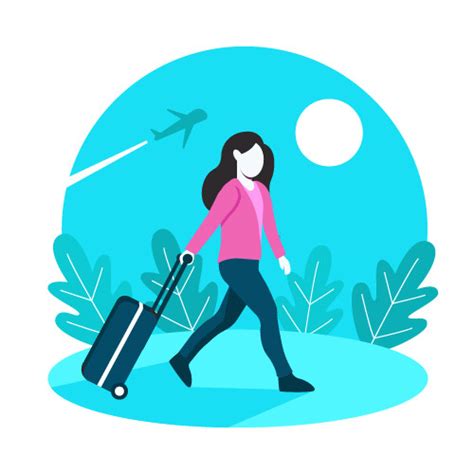 Solo Traveler Women With Suitcase Background 242696 Vector Art At Vecteezy