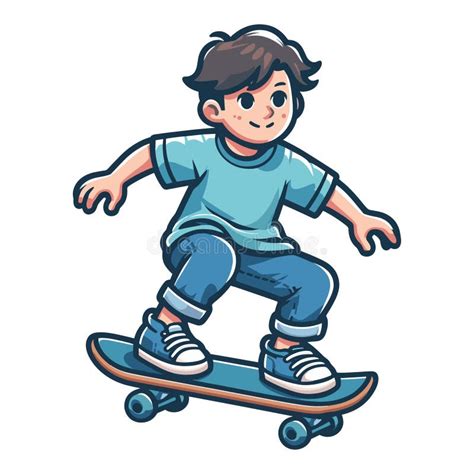 Garoto Giro Feliz Brincando De Skate Vetor Ilustração De Skater Modelo