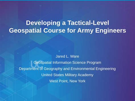 Pdf Developing A Tactical Level Geospatial Course For Army · From