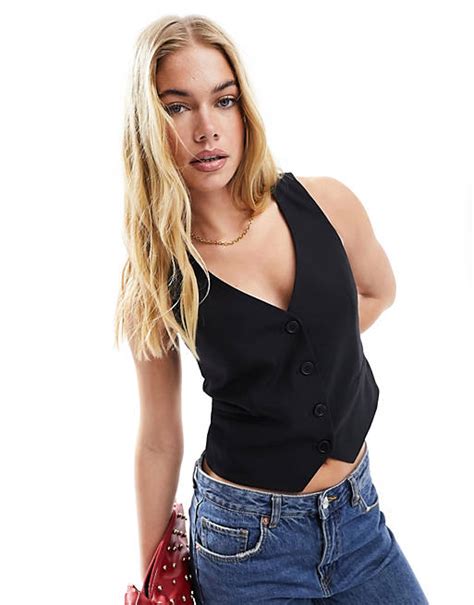 Stradivarius Tailored Waistcoat In Black Asos