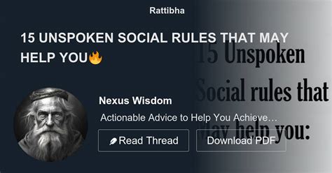 15 Unspoken Social Rules That May Help You🔥 Thread From Nexus Wisdom