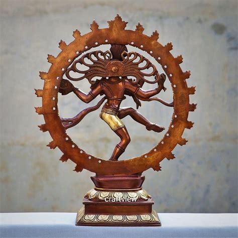 Brass Natraj Statue Vintage Brown Finish 13" – Craftview