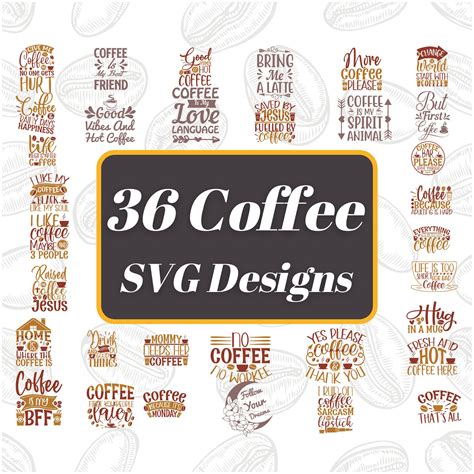 Coffee Svg Bundle 36 Images And Quotes Funny Coffee Svg Files Etsy