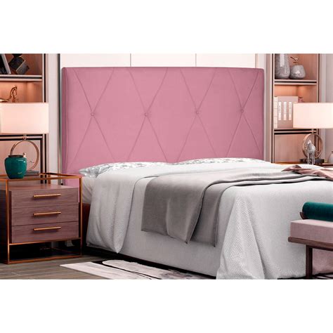 Decore Seu Quarto Cabeceira Cama Queen 160 Cm Score Veludo Rosa