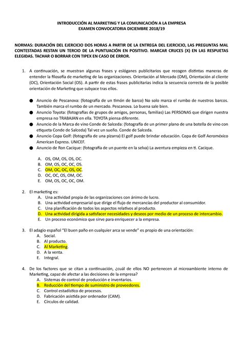 Examen de prueba de comunicacion en marketing INTRODUCCIÓN AL