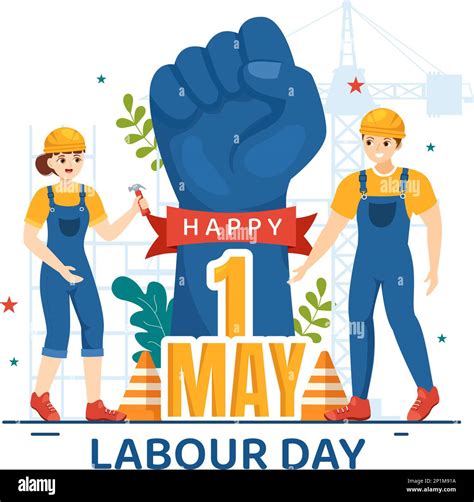 Happy Labor Day On May Illustration With Different Professions And