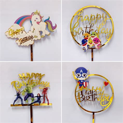 Jual Cake Toppers Happy Birthday Karakter Tusukan Hiasan Kue Hbd