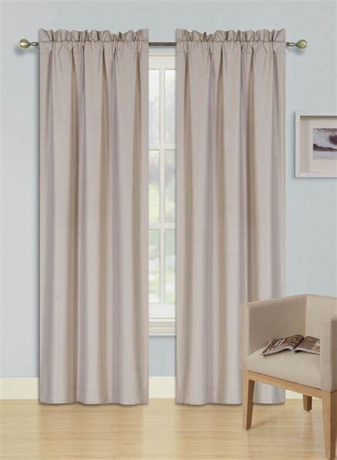 2 Panels Solid Blackout Thermal Rod Pocket Foam Lined Window Curtain