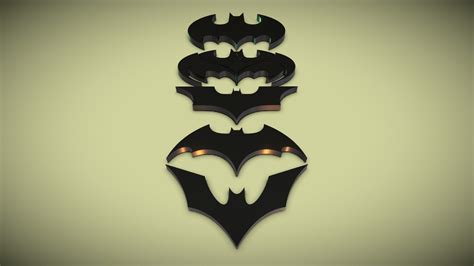 Minimalistic Batman Emblems Logo Buy Royalty Free 3D model by Código