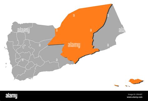 Political map of Yemen with the several governorates where Hadhramaut ...