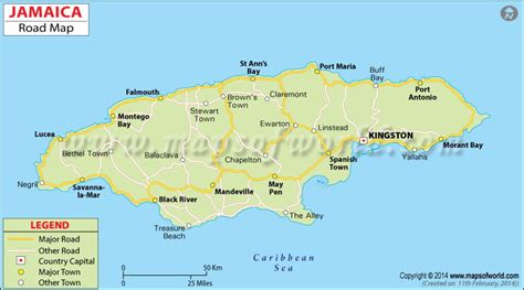 Road Map of Jamaica