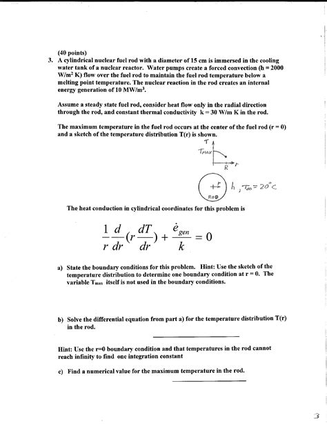 Solved A Cylindrical Nuclear Fuel Rod With A Diameter Of Chegg