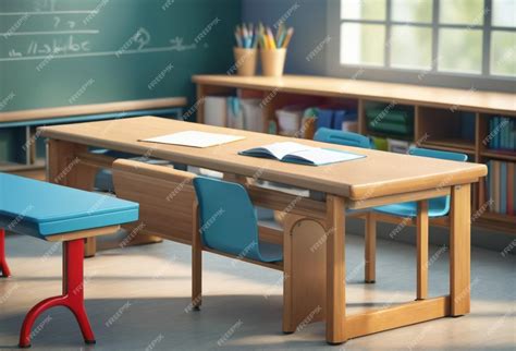 Premium Photo Beautiful School Classroom Bench And Table With Other