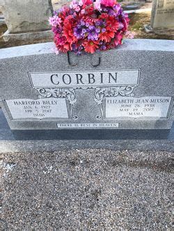 Elizabeth Jean Mixson Corbin M Morial Find A Grave