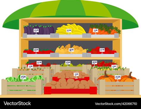 Vegetables And Fruits Market Royalty Free Vector Image