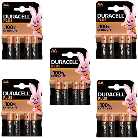 Duracell Plus Aa Battery Lr6 Cd4 Double A Mn1500 1 5v Alkaline Batteries 20 Pack