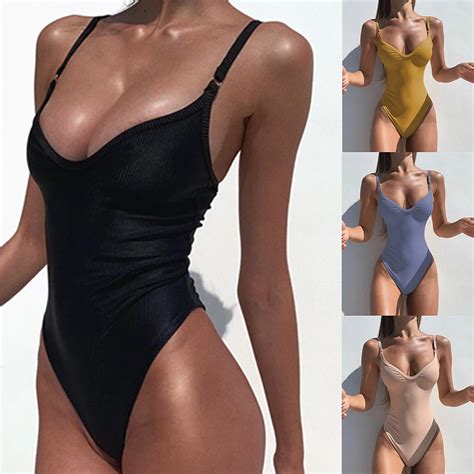 Sexy Skimpy One Piece Swimsuit Women Padded High Leg Onepiece