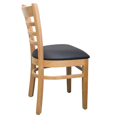 FOHDG W0005L Ladderback Wood Restaurant Dining Chair With Black PU