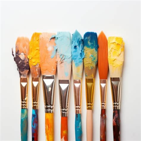 Premium Ai Image Closeup Of Artistic Paintbrushes With Different