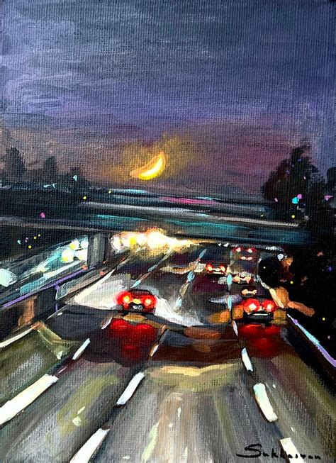 Los Angeles Cityscape. Freeway Acrylic painting by Victoria Sukhasyan ...