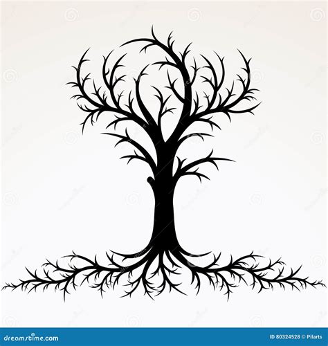 Tree With Root Silhouette Vector Stock Vector Illustration Of Branch