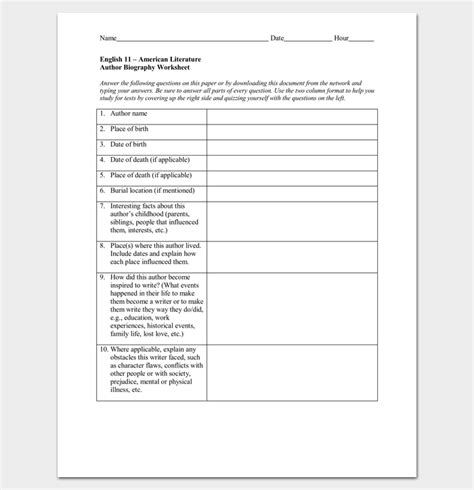 Biography Outline Templates Examples For Word And Pdf