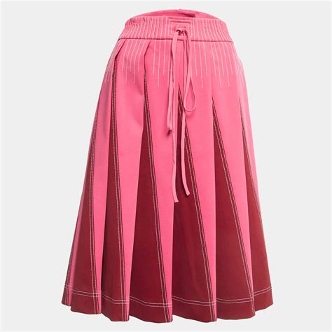 Valentino Pink Red Knit Pleated Ponte Skirt M Valentino The Luxury Closet