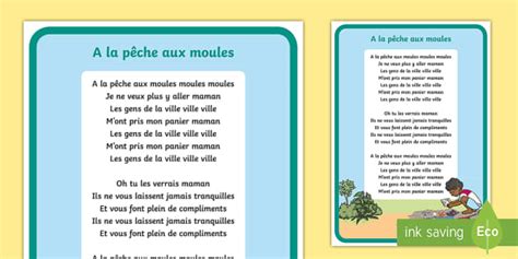 Chanson A la pêche aux moules teacher made Twinkl