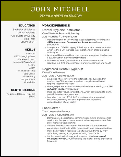 7 Dental Hygienist Resume Examples And Templates