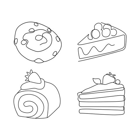 One Line art Drawing dessert and sweet Drawing abstract minimal. cookie